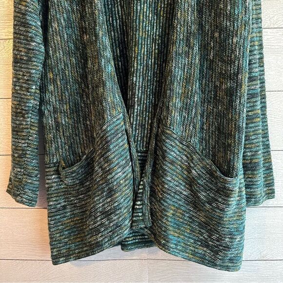 J. Jill Marled Textured Long Pocket Cardigan Green Size Medium - Picture 3 of 8